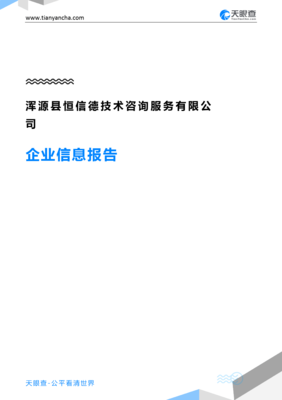 浑源县恒信德技术咨询服务企业信息报告-天眼查